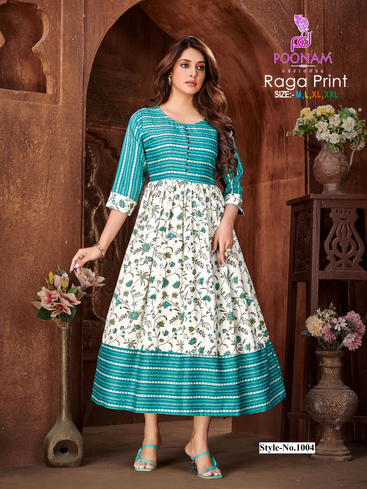 Poonam Raga Festive Wear Wholesale Printed Anarkali Kurtis
